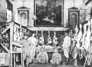 'Barbarie; Les methodes Allemandes; Une chapelle du Nord convertie en boucherie militaire... 1914. Creator: Unknown.
