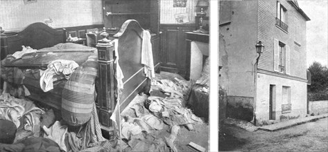 'Nos villes a sac; Chambre a coucher et facade d,une maison modeste de la rue Saint-Martin', 1918. Creator: Unknown.