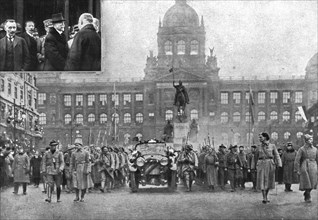 'La Nouvelle Europe; la republique Tchecoslovaque; L'entrée a Prague du president Mazaryk..., 1918. Creator: Pragaphot.