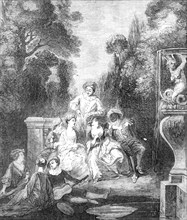 A Fete Champetre painted by Watteau, 1857. Creator: Unknown.