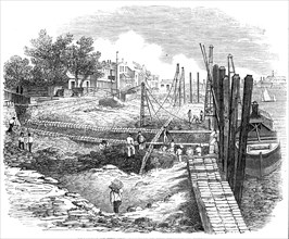 Progress of the Embankment of the Thames at Chelsea, 1857. Creator: Unknown.