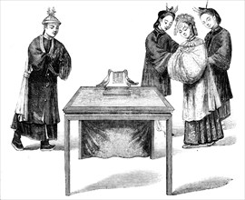 Form of a Treaty of Marriage in China - from a drawing by a Chinese artist, 1857. Creator: Unknown.