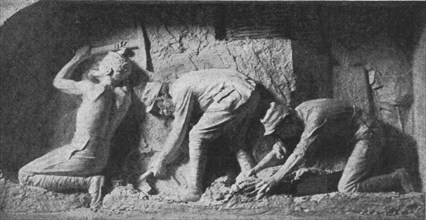 'Les specialistes dans la bataille: Pionniers et Sapeurs; La Sape. Bas-relief par le..., 1916. Creator: L'Homme.