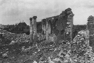 'Les ruines reconquises: eglises de villages, dans la Somme; l'eglise d'Herbecourt', 1916. Creator: Unknown.