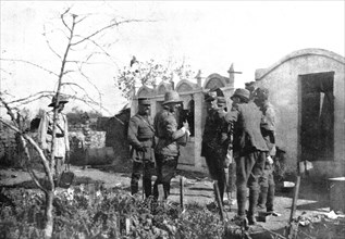 ''La rupture des lignes Bulgares; Le general Francher d'Esperet visitant un ancien "casino"..., 1918 Creator: Unknown.