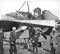 ''Des Braves; L'aviateur Gilbert et son monoplan retenus en Suisse; en haut, Gilbert..., 1915. Creator: Unknown.