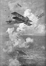 ''Combat Aerien; Un Bombardement Aerien; Avion Breguet Lancant ses bombes de 90', 1918. Creator: Unknown.