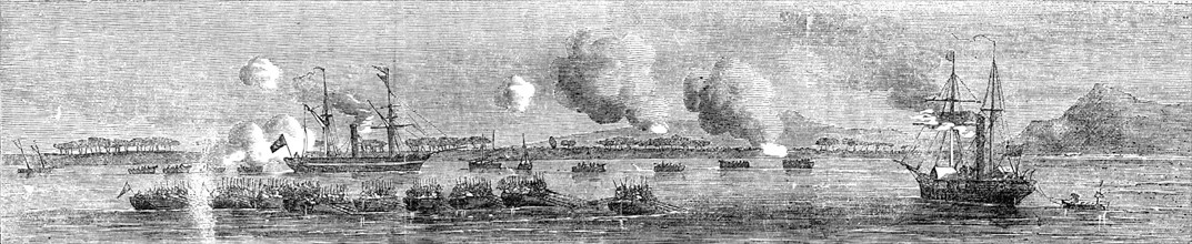 The Persian Expedition - 64th Regiment and Bombay (4th) Rifles, the "Bombay" Steamer..., 1857. Creator: Unknown.