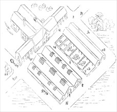 Plan of New Farm Buildings at Shirburn, Oxon., 1857. Creator: Unknown.
