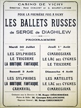 Affiche des Ballets russes du 30 juillet au 4 août 1929 à l'Opéra de Vichy, 1929. Creator: Historic Object.