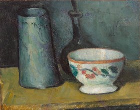Bol, boîte à lait et bouteille (Bowl, milk jug and bottle), 1879-1880. Creator: Cézanne, Paul (1839-1906).