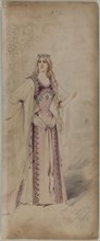 Costume design for Ella Russell als Elisabeth in the Opera "Tannhäuser" by Richard Wagner, 1890s. Creator: Edel (Colorno), Alfredo (1856-1912).
