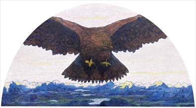 Eagle with Engadine landscape, 1898. Creator: Giacometti, Giovanni (1868-1933).