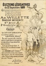 Elections législatives du 22 septembre 1889 - Ad. Willette, Candidat antisémite, 1889. Creator: Willette, Adolphe (1857-1926).