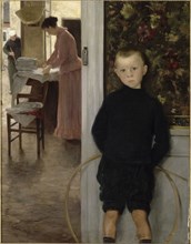 Enfant et femme dans un intérieur, c.1890. Creator: Mathey, Paul (1844-1929).