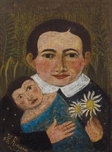La petite fille à la poupée et aux deux marguerites (The little girl with the doll and..., c.1890. Creator: Rousseau, Henri Julien Félix (1844-1910).