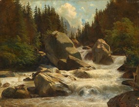 Mountainous Landscape with a Torrent. Creator: Calame, Alexandre (1810-1864).