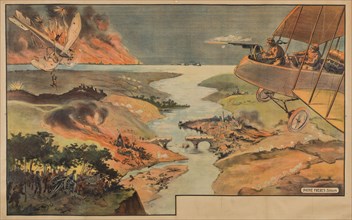 Movie poster "Combat aérien de la Première Guerre Mondiale" by Pathé frères, ca 1916-1918. Creator: Anonymous.
