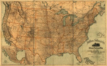 Official railroad map of the United States, Dominion of Canada and Mexico, 1890. Creator: Matthews, Northrup & Co (active 1890s).