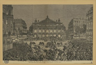 Place de l'Opéra on the evening of the Paris first performance of Lohengrin, 1891. Creator: Méaulle, Fortuné (1844-1916).