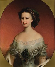Portrait of Elisabeth of Bavaria, ca 1854. Creator: Schrotzberg, Franz (1811-1889).