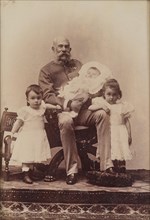 Portrait of Emperor Franz Joseph I with grandchildren, c.1900. Creator: Photo studio Rudolf Krziwanek, Vienna  .