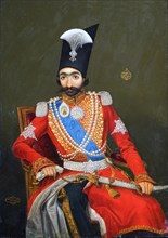 Portrait of Nasser al-Din Shah Qajar (1831-1896), Shahanshah of Persia, 1857-1858. Creator: Kirmanshahi, Bahram (active 1857-1858).