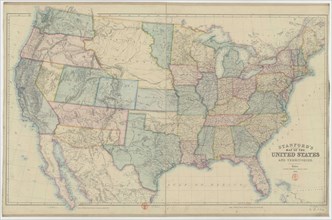 Stanford's railway & county Map of the United States, 1861. Creator: Stanford, Edward (1827-1904).