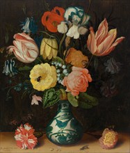 Still Life with Tulips, Roses and Carnations in a Wan Li Porcelain Vase with Butterfly and Insects. Creator: Ast, Balthasar, van der (1593/4-1657).