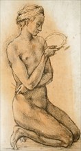 Study of a Kneeling Nude Girl for "The Entombment", ca 1500-1501. Creator: Buonarroti, Michelangelo (1475-1564).