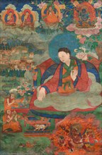 Thangka of Guru Dromtönpa, 18th century. Creator: Tibetan culture.