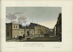Vue de la Banque de France, prise de la rue Croix des Petits-Champs, 1817-1824. Creator: Courvoisier-Voisin, Henri (1757-1830).