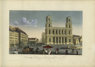 Vue de la place de l'église Saint-Sulpice, 1817-1824. Creator: Courvoisier-Voisin, Henri (1757-1830).