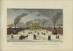 Vue de la place et du grand théâtre de l'opéra à Saint-Pétersbourg, 1817-1824. Creator: Courvoisier-Voisin, Henri (1757-1830).