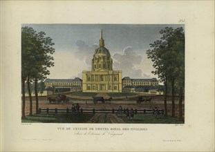 Vue de l'église de l'hôtel royal des Invalides, prise de l'avenue de Vaugirard, 1817-1824. Creator: Courvoisier-Voisin, Henri (1757-1830).