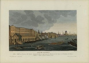Vue de Londres, palais Adelfi ou caserne des Gardes Somerset House, renfermant les..., 1817-1824. Creator: Courvoisier-Voisin, Henri (1757-1830).