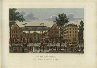 Vue des Bains chinois, sur le boulevard de la Chaussée d'Antin, 1817-1824. Creator: Courvoisier-Voisin, Henri (1757-1830).