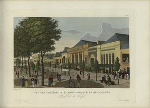 Vue des théâtres de l'Ambigu-comique et de la Gaîté, boulevard du Temple, 1817-1824. Creator: Courvoisier-Voisin, Henri (1757-1830).