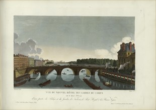 Vue du Nouvel Hôtel des Gardes du Corps sur le quai d'Orsay, d'une partie du palais..., 1817-1824. Creator: Courvoisier-Voisin, Henri (1757-1830).