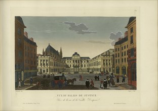 Vue du Palais de justice, prise de la rue de la Vieille-Draperie, 1817-1824. Creator: Courvoisier-Voisin, Henri (1757-1830).