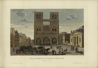 Vue du portail de l'église Notre-Dame, prise du parvis, 1817-1824. Creator: Courvoisier-Voisin, Henri (1757-1830).