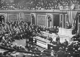 'L'Avant-Guerre aux Etats-Unis; Le 3 fevrier 1917, la séance du Congres americain dans..., 1917. Creator: Unknown.