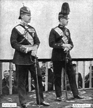 'Les Evenements de Grece; L'ex-diadoque Georges et son frere cadet Alexandre, 1917. Creator: Unknown.