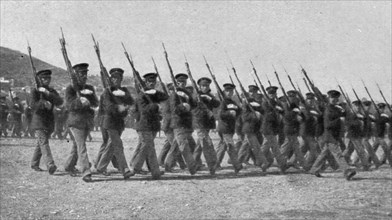 'Les Evenements de Grece; L'armee d'Athenes: un regiment portant la casquette allemande..., 1917. Creator: Unknown.
