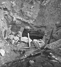 French Attack North of Hurtebise; Southern entrance to the Dragon cave,..., 1917. Creator: Unknown.