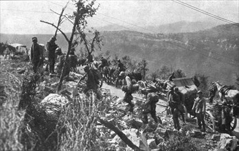 Italian Offensive of Isonzo; An artillery column on the plateau of Vodice, east of Plave, 1917. Creator: Unknown.