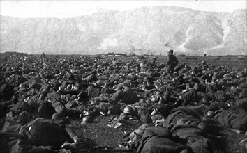 The Dark Hours of Italy; Exhausted by a forced march which saved them from encirclement..., 1917. Creator: Unknown.