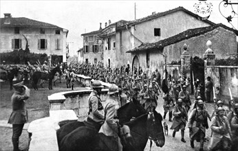 Arrival of French troops in Italy; On entering the village where they are posted.., 1917 Creator: Unknown.