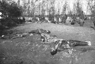 The Italians turn things around; Bodies of Austrian soldiers killed by Italian fire.., 1917. Creator: Unknown.