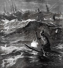 Illumination of the surf at Madras, 1876. Creator: Unknown.